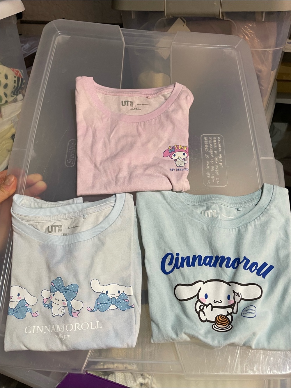 Uniqlo Kids Sanrio Cinnamoroll & My Melody Short Sleeve Tees - Light Blue & Pink